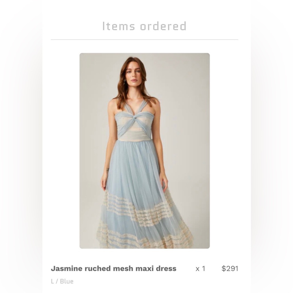 Miss Rosier Jasmine Blue Tulle Maxi Dress Size L Formal Wedding Guest - Picture 3 of 3